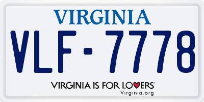 VA license plate VLF7778