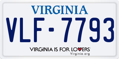 VA license plate VLF7793
