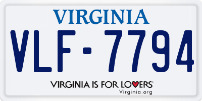VA license plate VLF7794