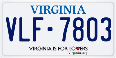 VA license plate VLF7803