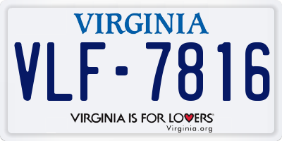 VA license plate VLF7816