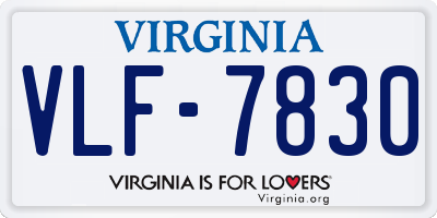VA license plate VLF7830