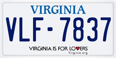 VA license plate VLF7837