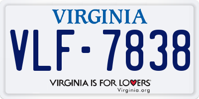 VA license plate VLF7838