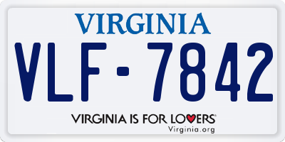 VA license plate VLF7842