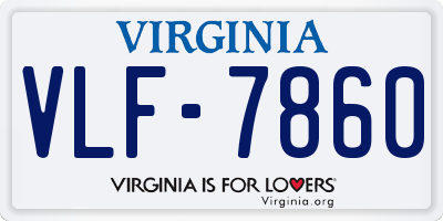 VA license plate VLF7860