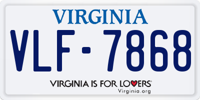 VA license plate VLF7868