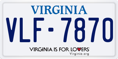 VA license plate VLF7870