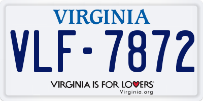 VA license plate VLF7872