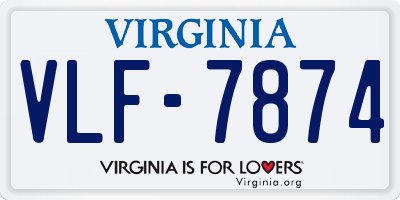 VA license plate VLF7874