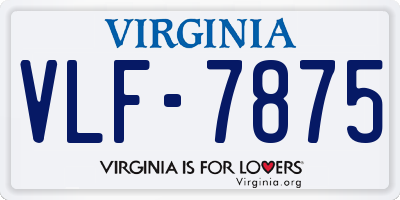 VA license plate VLF7875