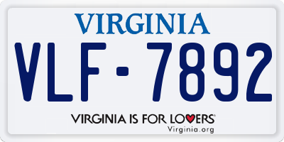 VA license plate VLF7892