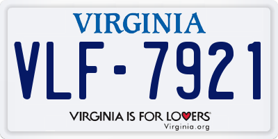 VA license plate VLF7921