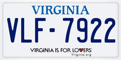 VA license plate VLF7922