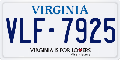 VA license plate VLF7925