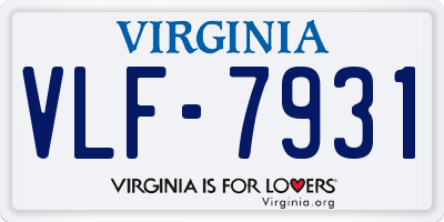 VA license plate VLF7931