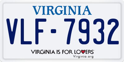 VA license plate VLF7932
