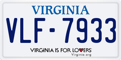 VA license plate VLF7933