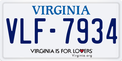 VA license plate VLF7934