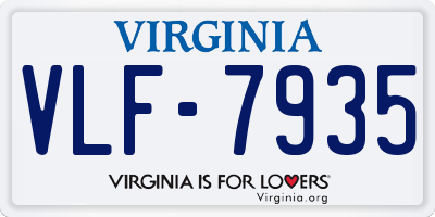 VA license plate VLF7935
