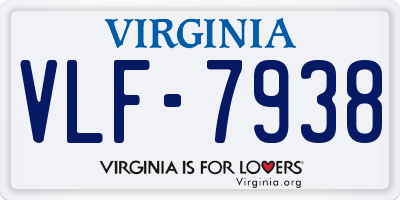 VA license plate VLF7938
