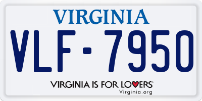 VA license plate VLF7950