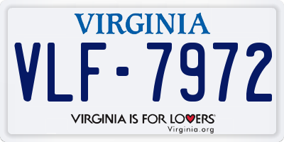 VA license plate VLF7972