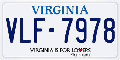 VA license plate VLF7978
