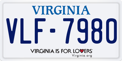 VA license plate VLF7980
