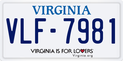 VA license plate VLF7981