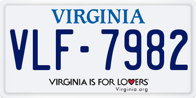 VA license plate VLF7982