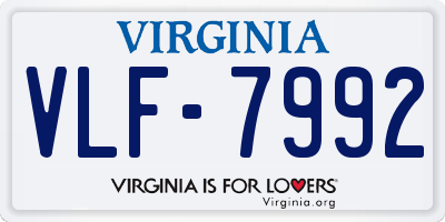 VA license plate VLF7992