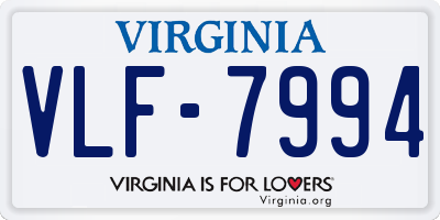VA license plate VLF7994