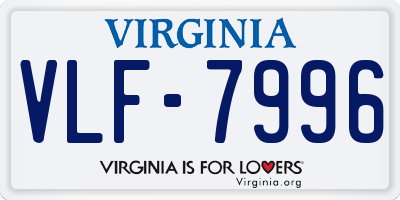VA license plate VLF7996