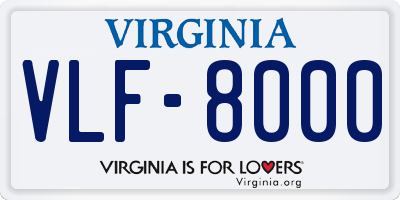 VA license plate VLF8000