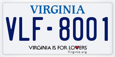 VA license plate VLF8001