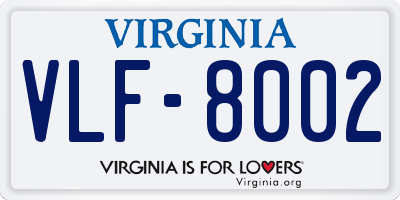 VA license plate VLF8002