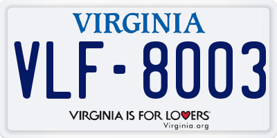 VA license plate VLF8003