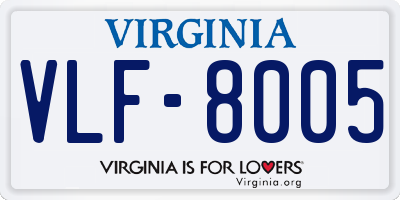 VA license plate VLF8005