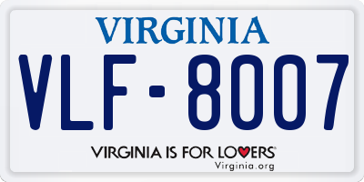 VA license plate VLF8007