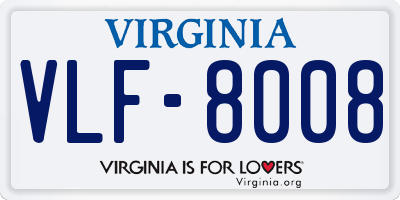 VA license plate VLF8008