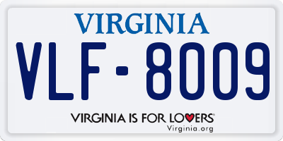 VA license plate VLF8009