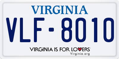 VA license plate VLF8010