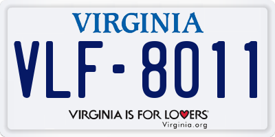 VA license plate VLF8011