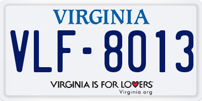 VA license plate VLF8013