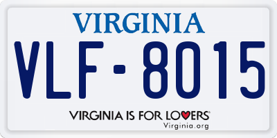 VA license plate VLF8015