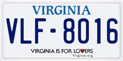 VA license plate VLF8016