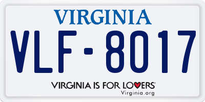 VA license plate VLF8017