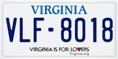 VA license plate VLF8018