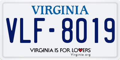 VA license plate VLF8019